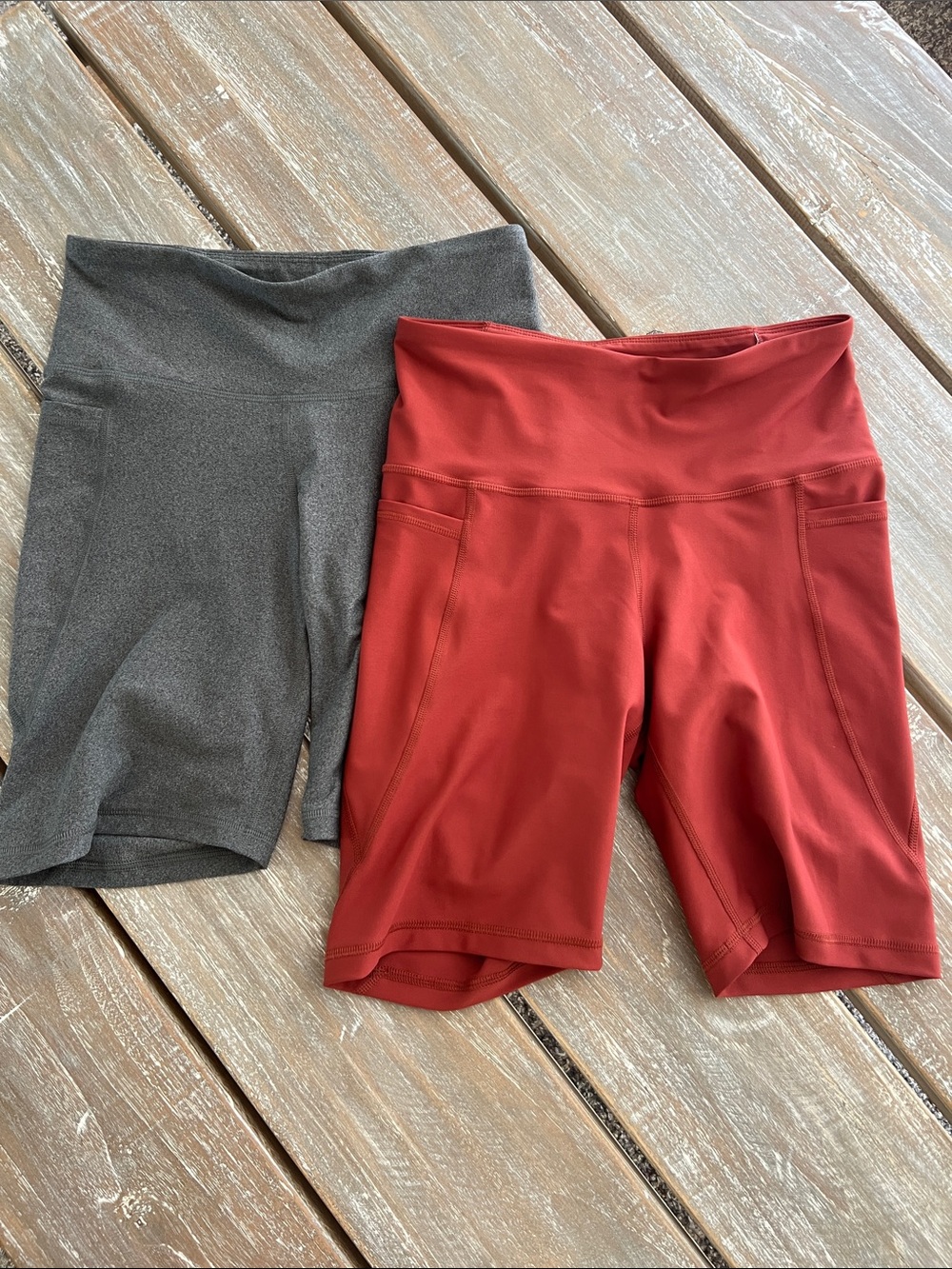 Old Navy Bike Shorts Duo in Rust Red and Charcoal